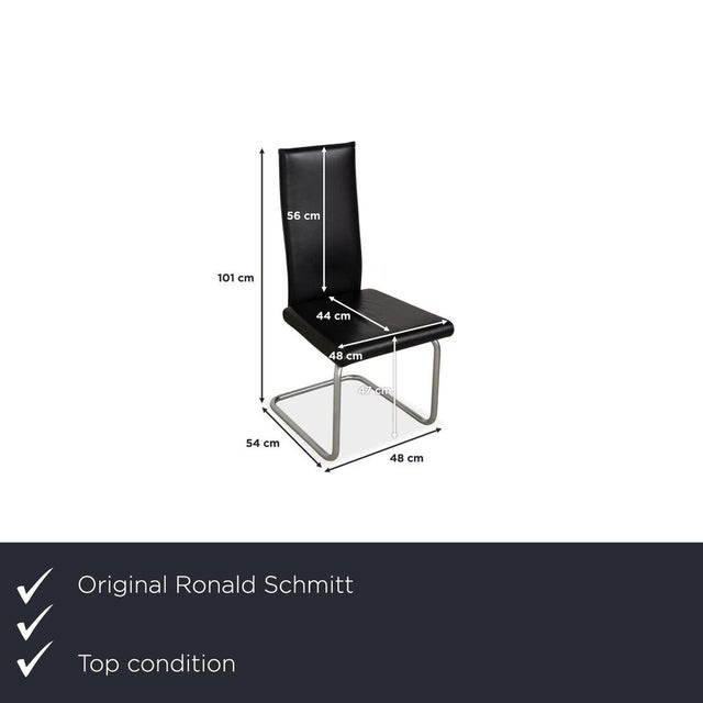 This set of six modern cantilever chairs by Ronald Schmitt features a simple, clean design with a high backrest and a...