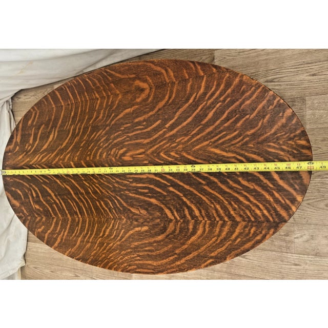Antique Tiger Oak Oval Coffee Table, Carved Paw Feet, Drawer, Shelf, By: Piqua For Sale - Image 10 of 12