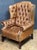Large English Wing Back Chair of Tufted Tanned Leather With Nail-Head Trim For Sale - Image 4 of 16