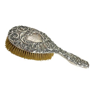 Early 20th Century Victorian Peri Sterling Silver Hair Brush For Sale