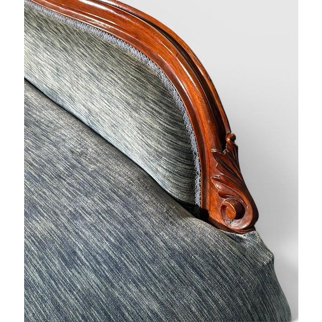 Antique Victorian Mahogany Swan Back Velvet Chaise Longue For Sale - Image 14 of 18