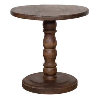 Petite French Carved Wood Side Table For Sale