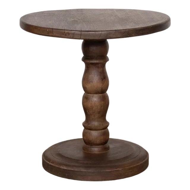 Petite French Carved Wood Side Table For Sale