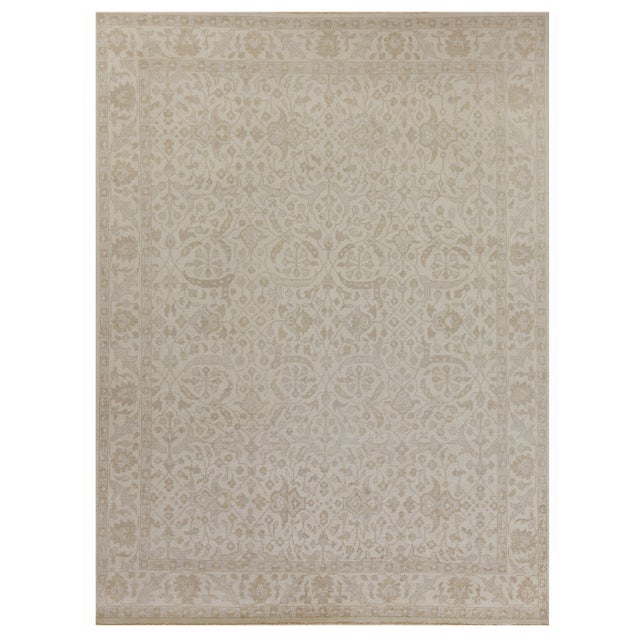 Ivory Vith Ivory Hand knotted Wool Area Rug - 10'x14' For Sale - Image 8 of 8