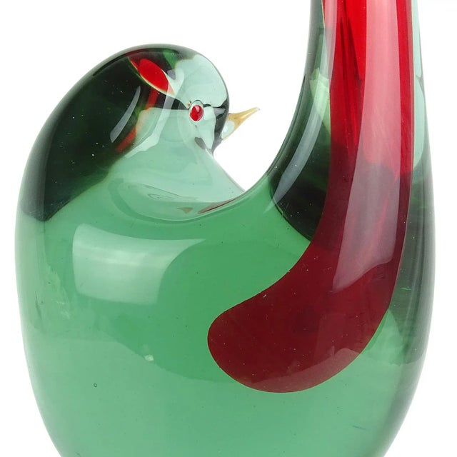 Vintage Cenedese Murano Antonio Da Ros Gino 1961 Sommerso Red Gray Italian Art Glass Bird Sculptural Vase For Sale In Orlando - Image 6 of 9