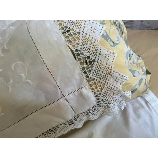 Textile 1930s Vintage Boudoir Embroidered Pillow Sham With Floral Design For Sale - Image 7 of 12