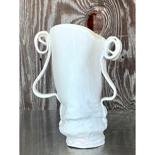 Vintage Boho Studio Pottery Ribbon Vase For Sale - Image 9 of 12
