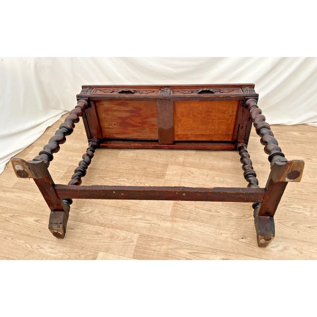 Antique Sofa Table Console Barley Twist Legs Dark Oak Two Drawers Hand Carved For Sale - Image 14 of 14
