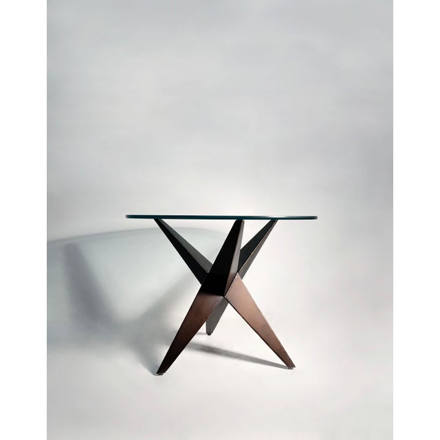 19th Century Custom Post Modern Steel Side Table in Gold Finish For Sale - Image 5 of 6