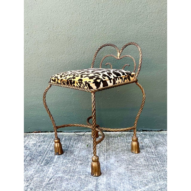 Vintage Twisted Rope and Tassel Vanity Stool For Sale - Image 11 of 12