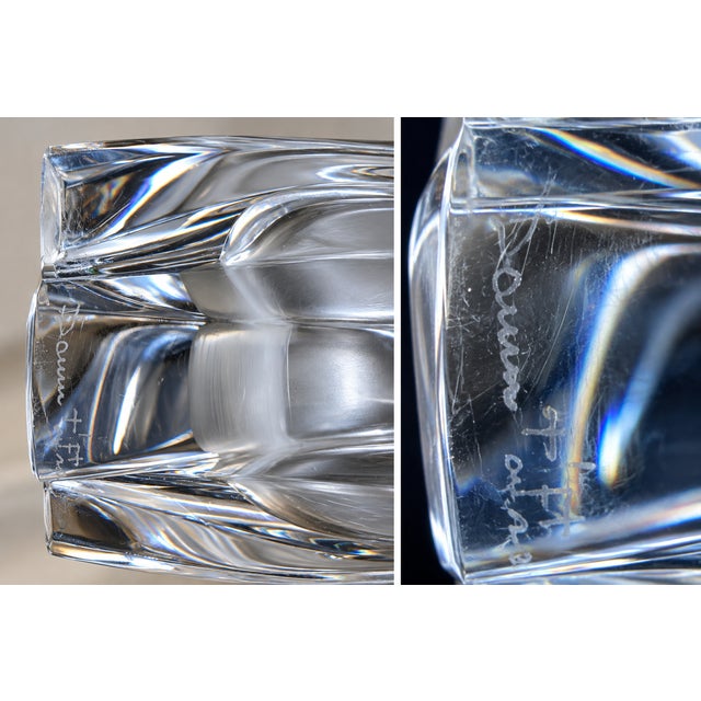 An exceptional sculptural crystal vase by the renowned French glassmaker Daum France, celebrated for its exquisite...