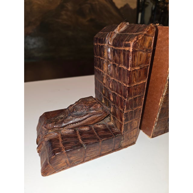 Vintage Mid Century Alligator Style Designer Bookends For Sale - Image 9 of 11