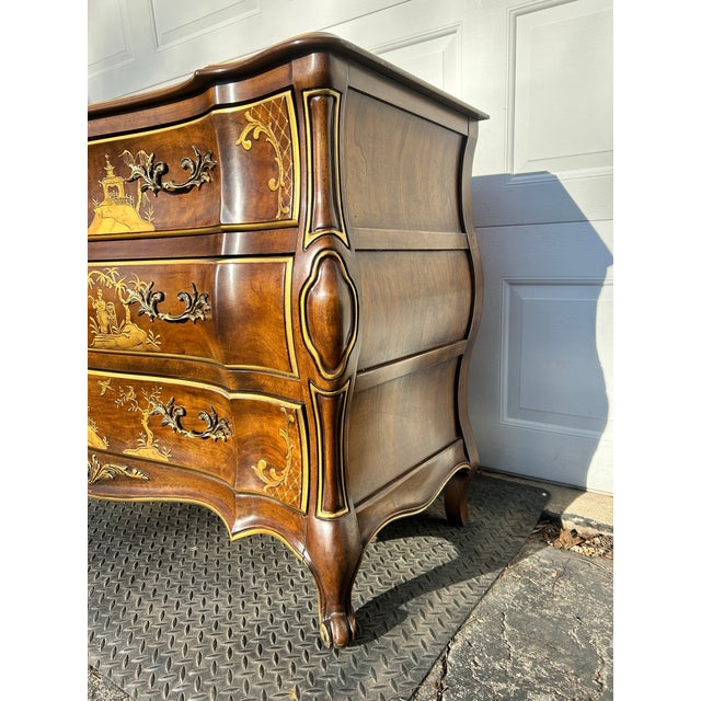 Chinoiserie Mid 20th Century Chinoiserie Three Drawer Chest of Drawers by White Furniture For Sale - Image 3 of 12