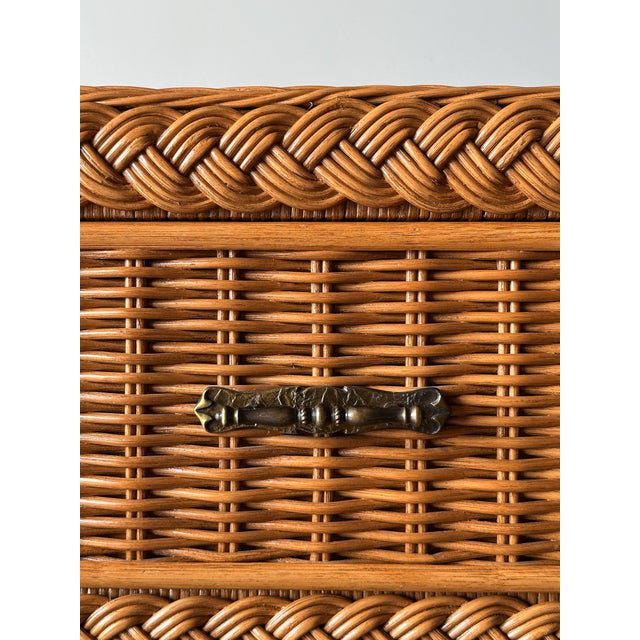 Woven Wicker Six-Drawer Dresser With Braided Rope Trim, 1980s For Sale - Image 17 of 18