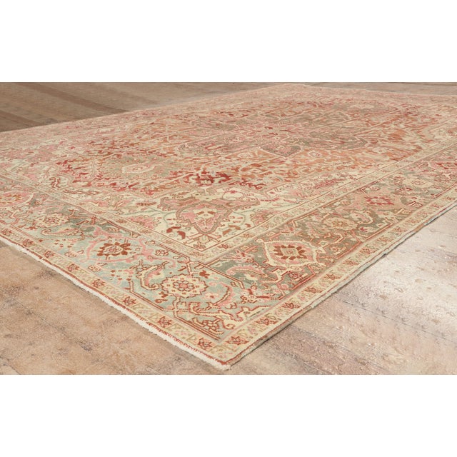 Terra Cotta Antique Persian Heriz Rug, 08'04 X 11'06 For Sale - Image 8 of 10