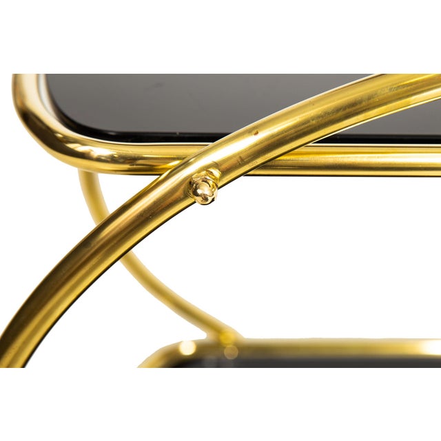 Hollywood Regency Brass Serving Trolley Cocktail Table For Sale - Image 9 of 17
