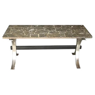 Mid-Century Chrome & Marble Coffee Table, 1950s For Sale