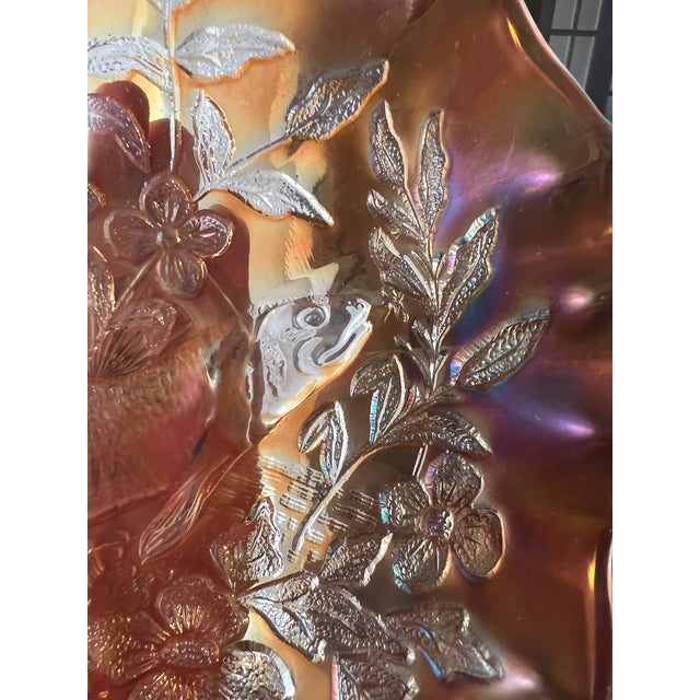 Antique Millersburg Trout & Fly Carnival Glass 3-in-1 Bowls In Green and Marigold. One of the most sought after patterns...