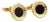 Bvlgari Signature Onyx Yellow Gold Concave Circle Cufflinks, 2 Pieces For Sale