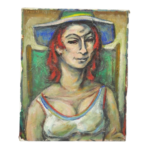 Vintage Samuel Heller "Woman W/ Red Hair" Oil on Canvas Portrait Painting Signed