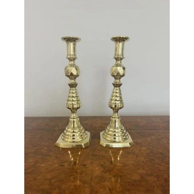 Victorian Brass Candlesticks, 1860s, Set of 2 For Sale - Image 4 of 5