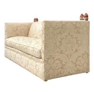 Vintage Edward Ferrell Jacquard Fleur De Lys Knole Sofa For Sale