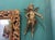 Antique Gilt patinated metal cherub with wings. This can easily be made into a hanging light.