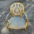 Baroque Baroque Blue Damask Chair With Gold Leaf Details For Sale - Image 3 of 7