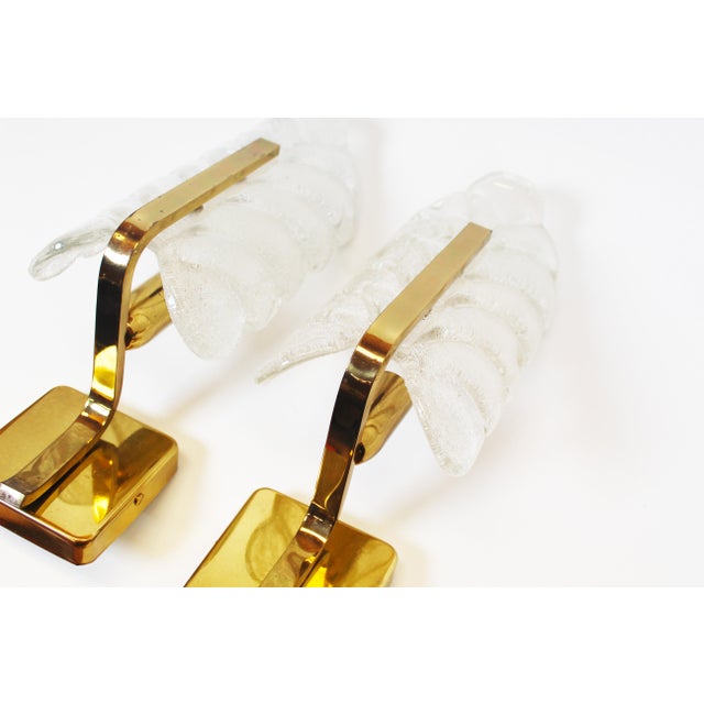 Brass and Glass Wall Lamps by Carl Fagerlund for Orrefors, 1970s, Set of 2 For Sale - Image 6 of 9