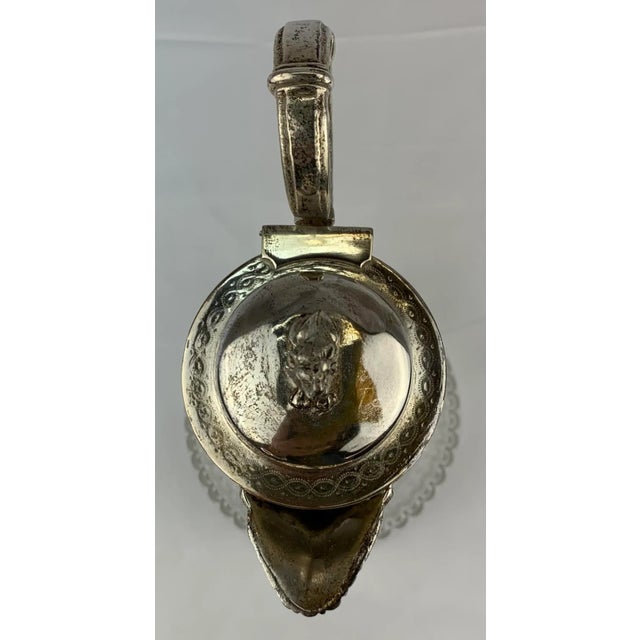 1950s Silverplate Etched Crystal Water Pitcher For Sale - Image 4 of 10