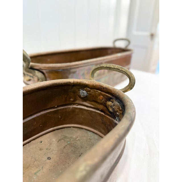 Vintage Copper Planter Troughs / Jardinieres, A Pair For Sale - Image 11 of 12