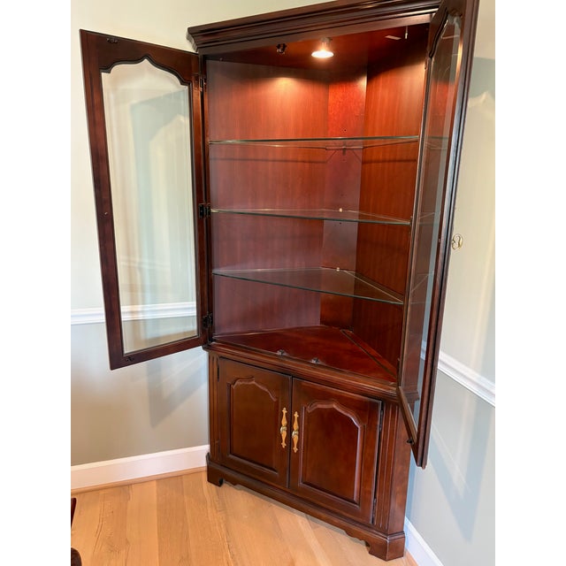 Traditional Styled After Thomasville Corner Curio For Sale - Image 3 of 7