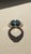Blue Square-Cut Blue Topaz Architectural Silver Cocktail Ring, Size 7.5 For Sale - Image 8 of 8