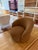 Restoration Hardware Copenhagen Swivel Chair Fabric: Performance Linen Weave Color: Burnt Caramel Overall: 36"W x 34"D x...