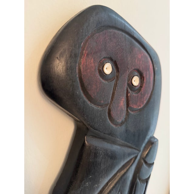 Set of 2 Rapa Nui Moai — Hand-Carved Wood Wall Sculptures (Chile) For Sale - Image 10 of 10