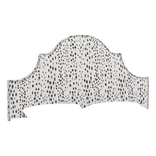 Twin Headboard in Linen Leopard Ink For Sale