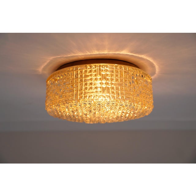 Vintage Amber Bubble Glass Flush Mount Lamp by Helena Tynell for Limburg Boom, 1960s For Sale - Image 4 of 10