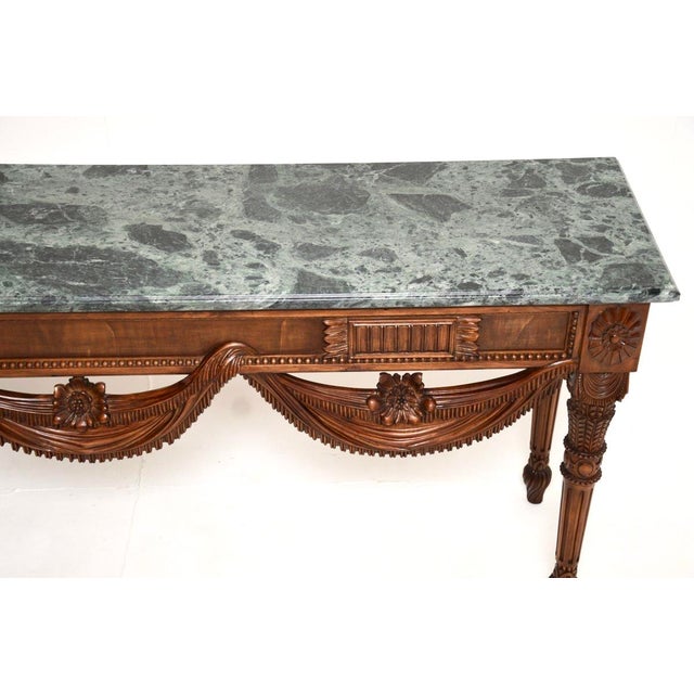 Wood Vintage Carved Walnut Console Table with Marble Top, 1930 For Sale - Image 7 of 12