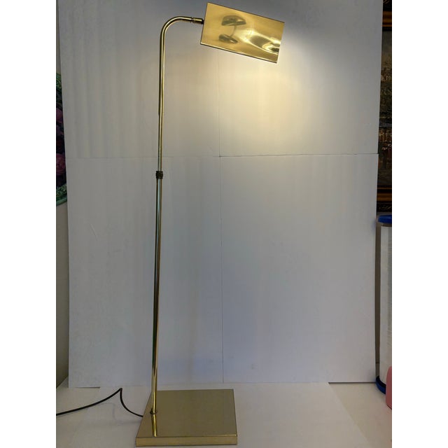 Koch & Lowy Vintage Mid Century Modern Adjustable Brass Pharmacy Floor Light For Sale - Image 4 of 4