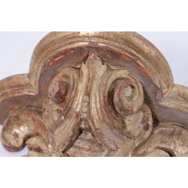 Gold Pair Italian Gilt Wood Gold Finish Wall Bracket Shelves For Sale - Image 8 of 12