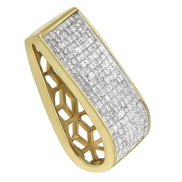 This radiant block pendant is adorned with over two carats of princess cut diamonds for truly brilliant style. Set in 14...