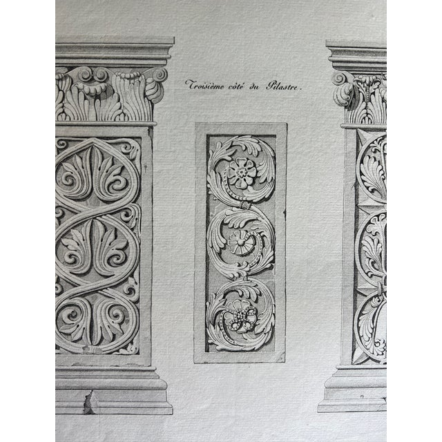 Illustration Etching Reproduction of French Cloister Pilaster by Nicolas Xavier Willemin (1839) For Sale - Image 3 of 6