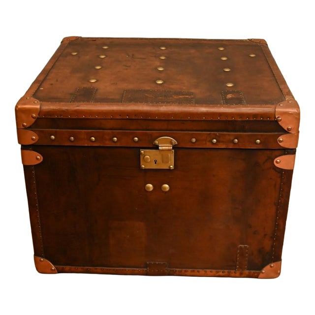Vintage Campaign Leather Trunk For Sale