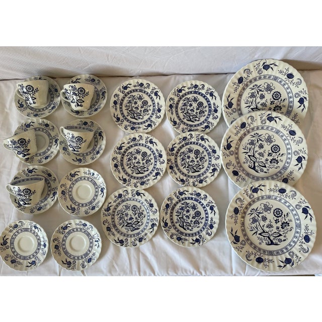Vintage J & G Meakin Classic White Blue Nordic Dinner Pieces- 24 Pieces For Sale - Image 13 of 13