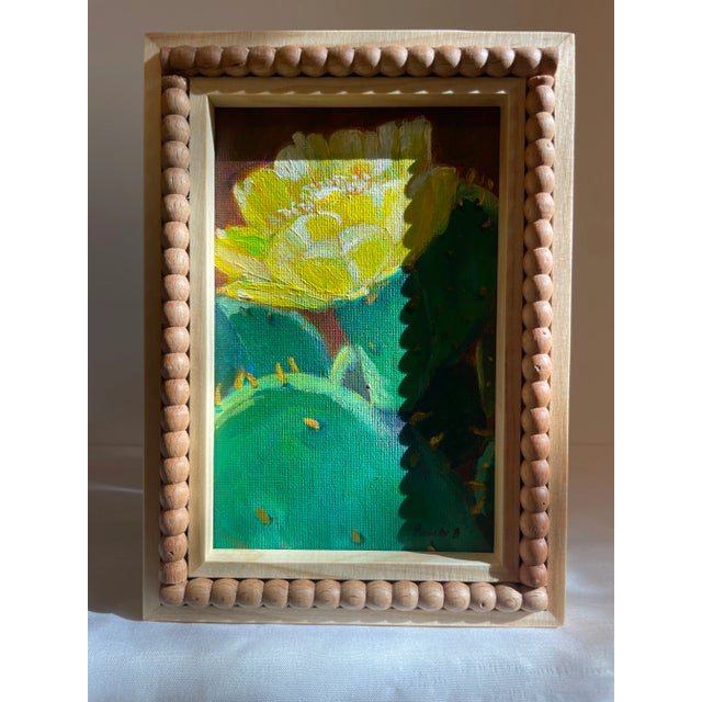 Blooming Cactus With Yellow Flowers – Framed Desert Painting by Pamela Baumann For Sale In Cincinnati - Image 6 of 12