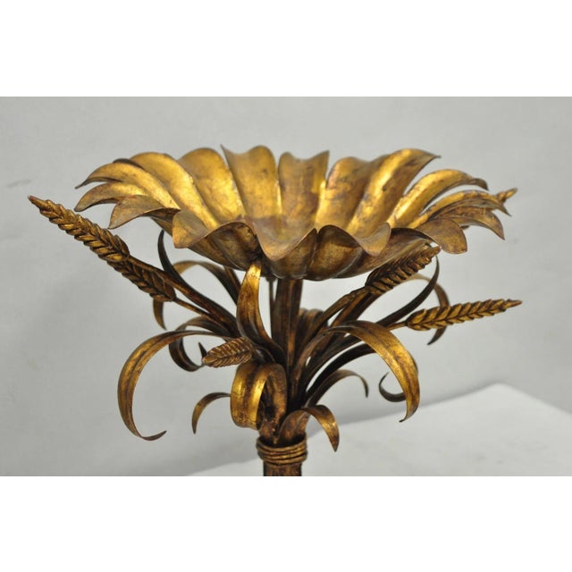 Hollywood Regency Vintage Italian Hollywood Regency Gold Gilt Tole Metal Iron Compote Centerpiece For Sale - Image 3 of 12