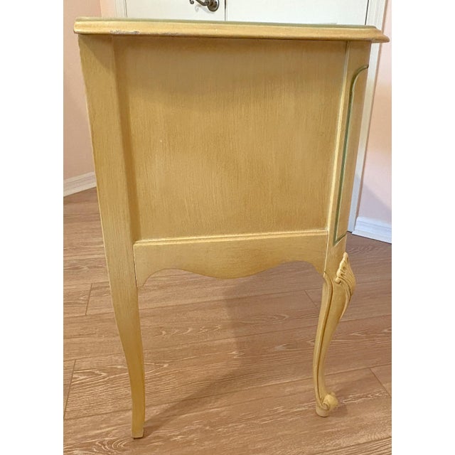 Vintage French Provincial Flip-Top Vanity With Mirror and Needlepoint Stool Circa 1960's For Sale In West Palm - Image 6 of 12
