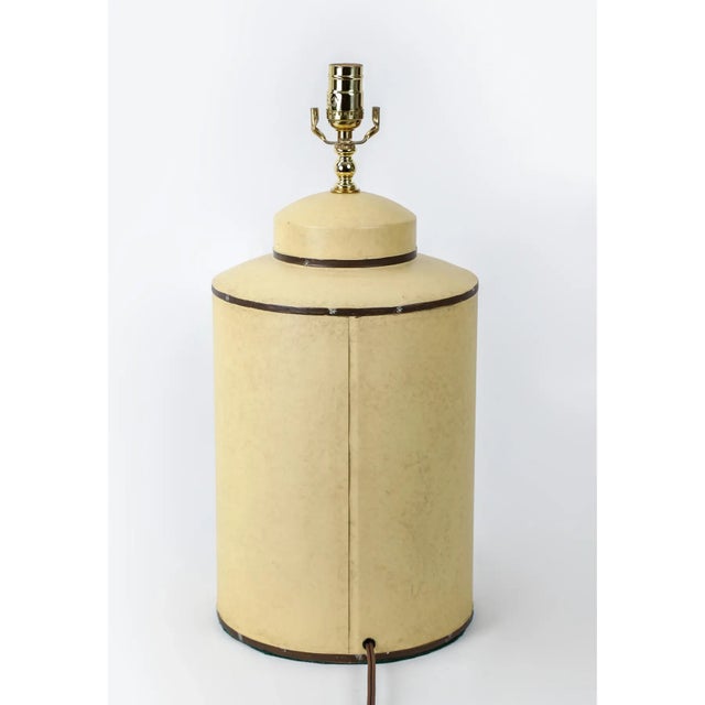 Yellow Vintage Victorian-Style Iron Tea Canister Table Lamps - Pair For Sale - Image 8 of 12