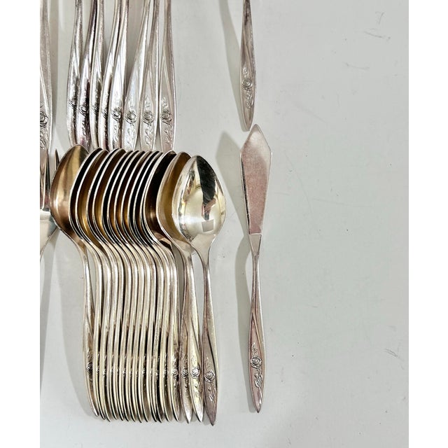 1960s Vintage Community Morning Rose Silverplate Flatware Set, 52 Pieces For Sale - Image 5 of 12