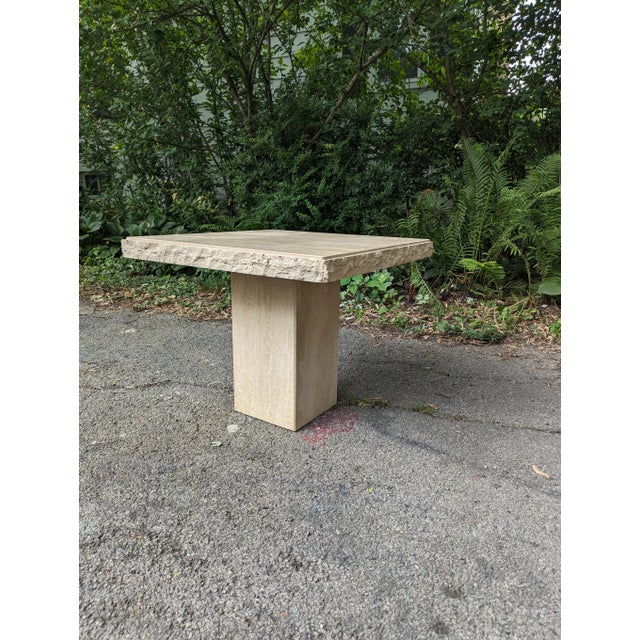 Contemporary 1990s Travertine Side Table Italy For Sale - Image 3 of 7